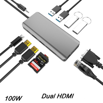 12 em 1 USB C Hub com HDMI 4K duplo